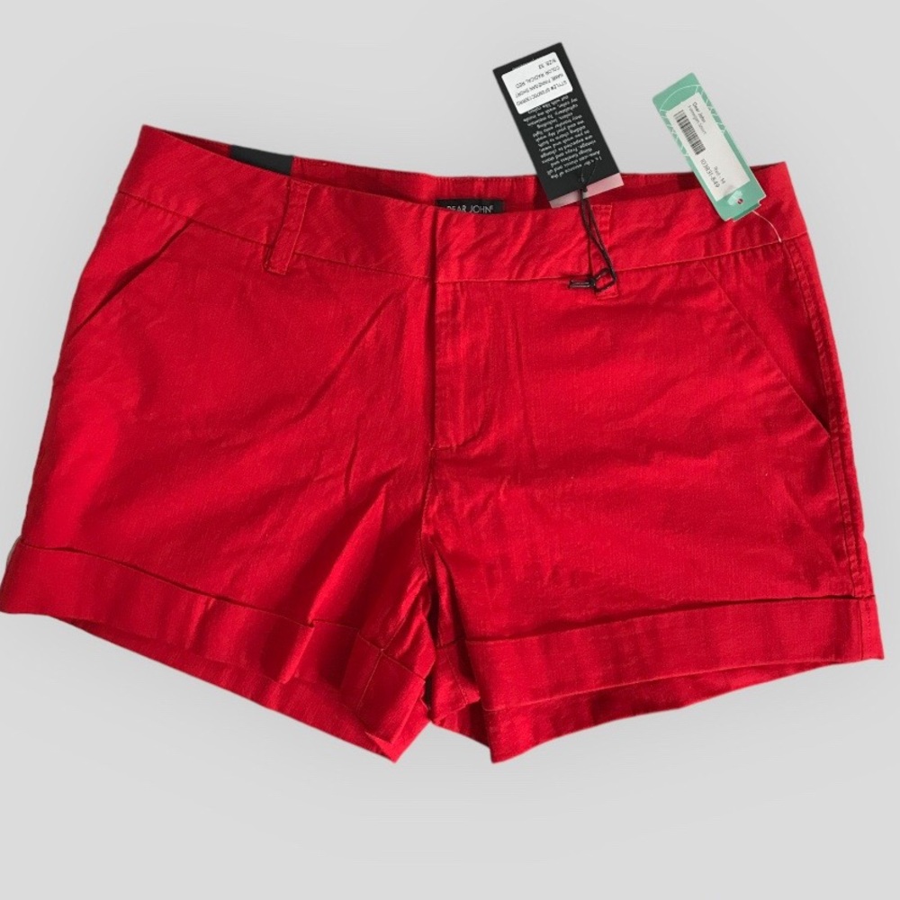 DEAR JOHN • SIZE: 32 • SUPER CUTE FINNEGAN RED CUFFED SHORTS WITH 4” INSEAM